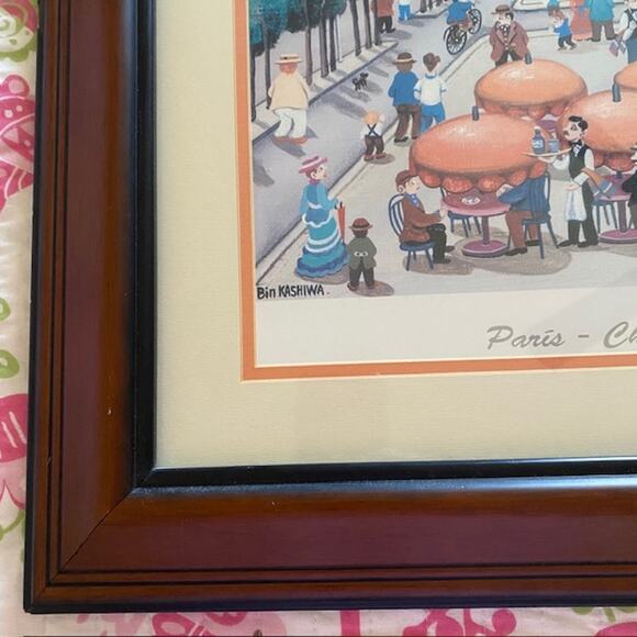 Bin Kashiwa Paris Champs - Elysees Print 1983 Naive Innocent Framed & Matted - Picture 5 of 16